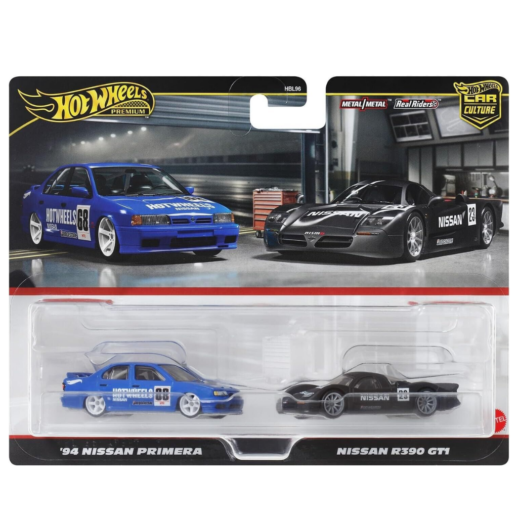 Hot Wheels Premium Pack Nissan R390 GT1 & 1994 Nissan Primera HRR74