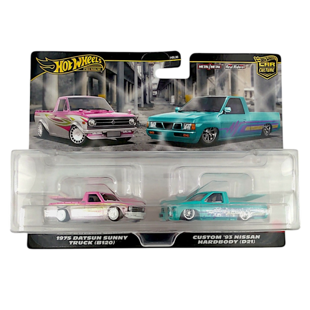 Hot Wheels Premium Pack 1975 Datsun Sunny Truck (B120) 1993 Custom Nissan Hardbody (D21) HRR78