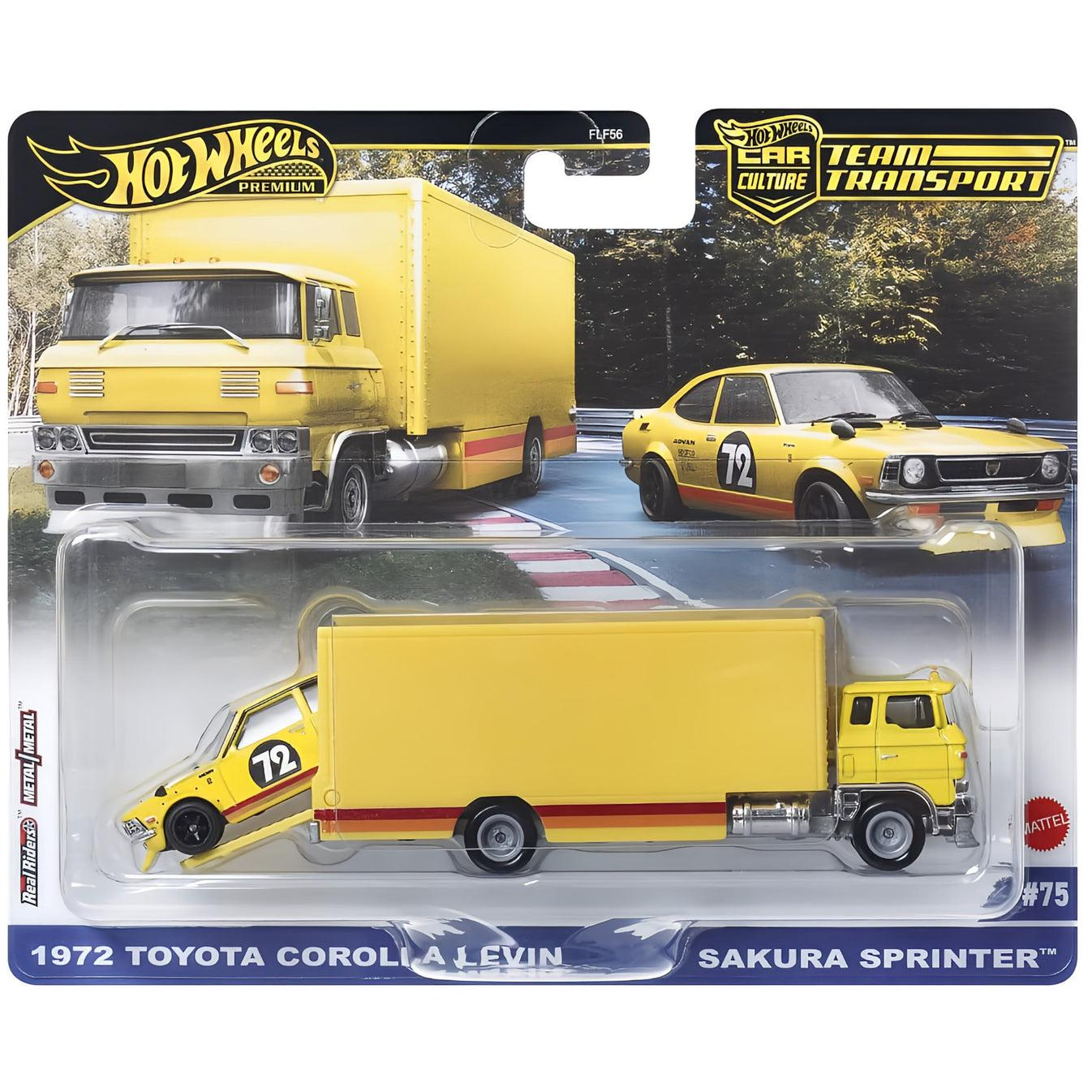 Hot Wheels Team Tansport 1972 Toyota Corolla Levin & Sukura Sprinter truck JBM34